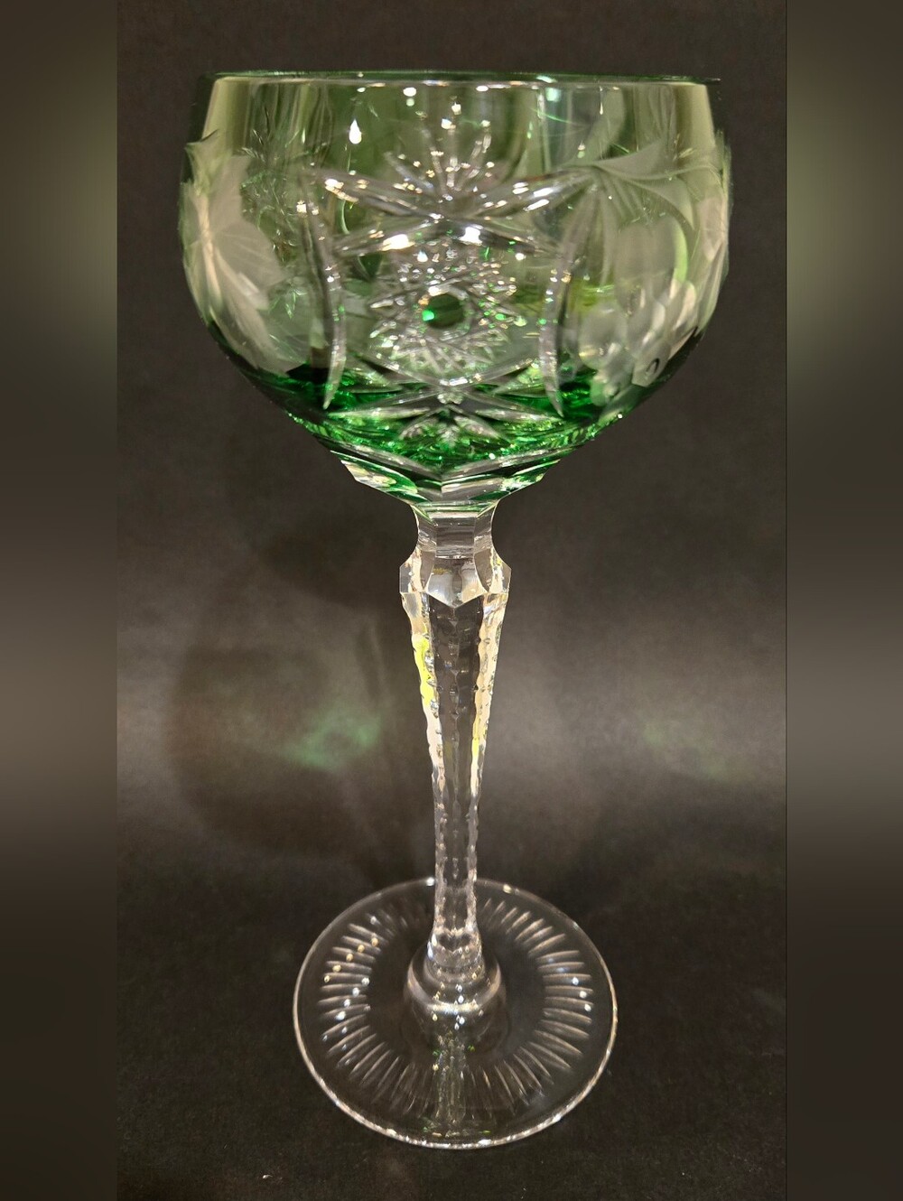 Nachtmann Traube Cut Crystal Goblet in Emerald Green